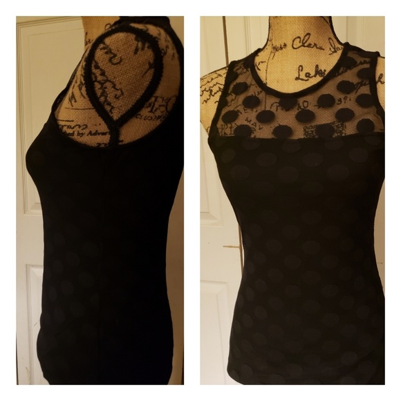 Brixton Ivy, Blk & Mesh Polka Dot Tank Gorgeous, S - Picture 3 of 5